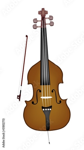 A Beautiful Double Bass on White Background