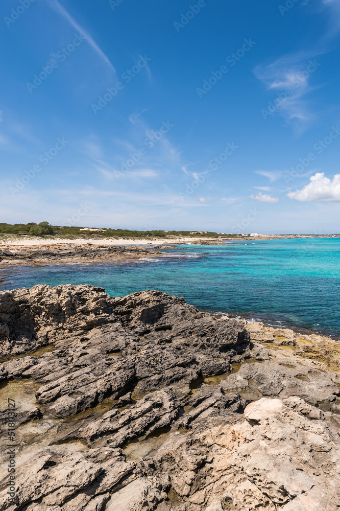 Es Caló coastline in Formentera island
