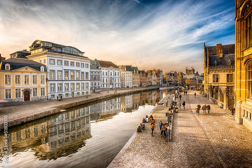 HDR image of canal in Gent, Belgium photo