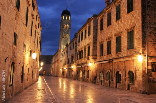 Old town at night, Dubrovnik, Croatia photo