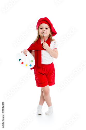 little girl in artist costu...