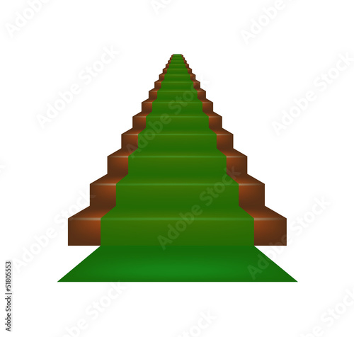 Stairs covered with green carpet