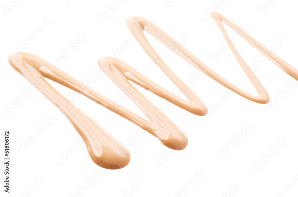 Beige tone cream (foundation) makeup samples, isolated on white