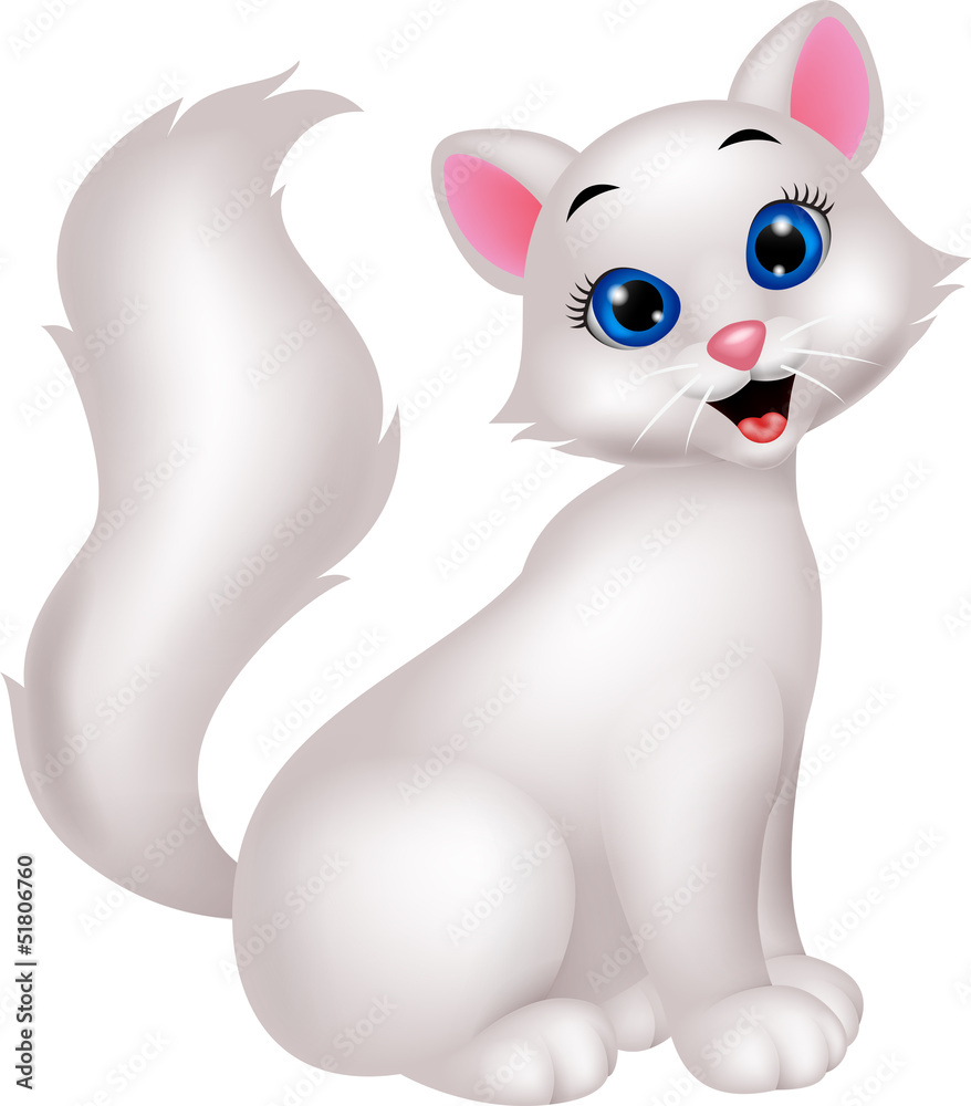 Obraz premium Cute white cat cartoon