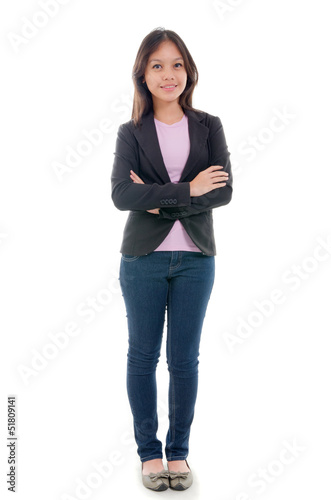 teenage malay college female student with white background