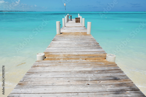 Fototapeta Naklejka Na Ścianę i Meble -  Wooden jetty. Exuma, Bahamas