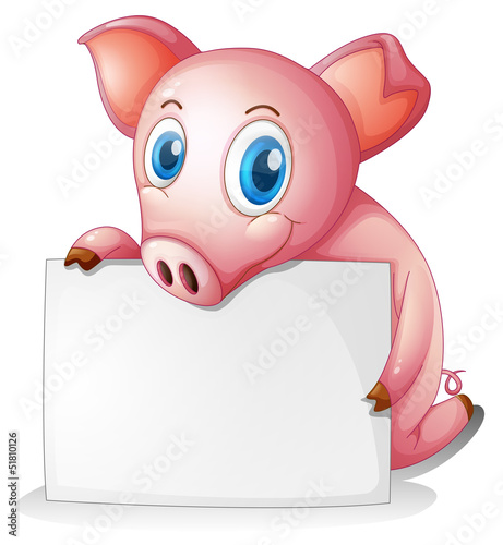 A pig holding an empty signage
