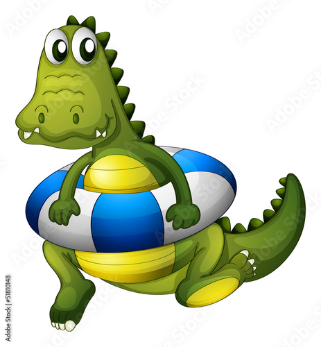 A crocodile with a lifebouy