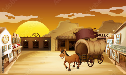 A carriage outside the saloon bar