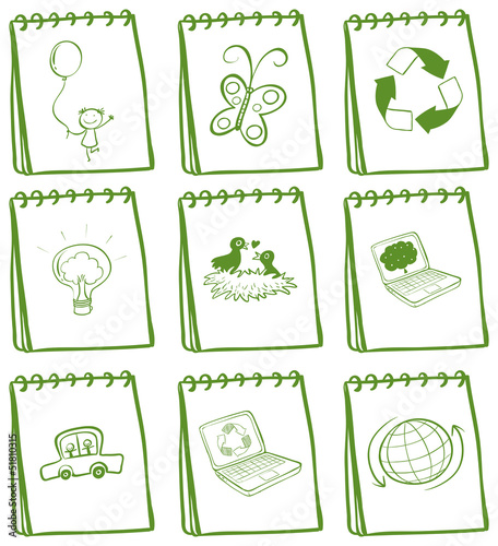 A set of green notebooks