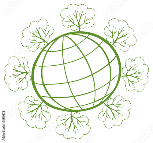The planet earth surrounded by trees