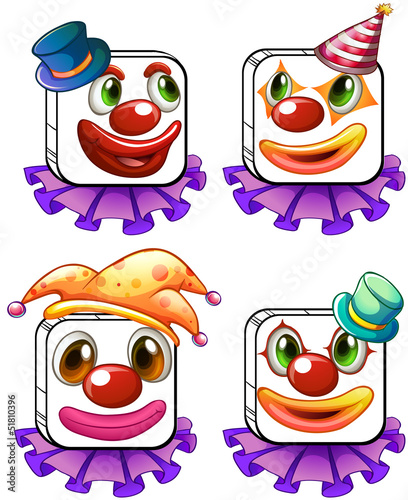 Four square faces of a clown
