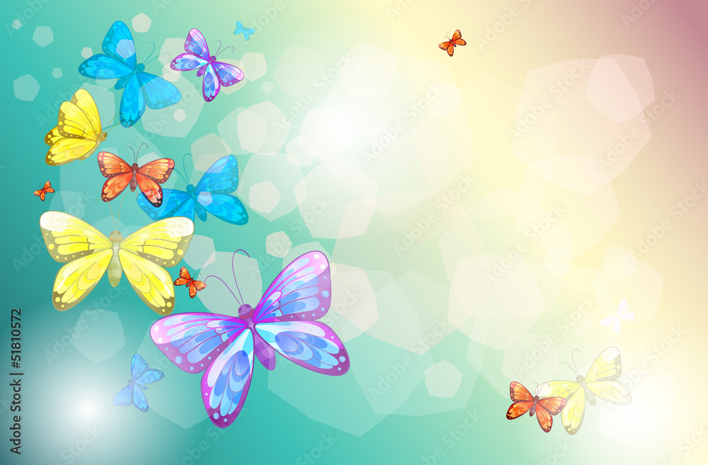 Colorful butterflies in a special paper
