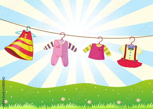 Hanging baby clothes in the hill