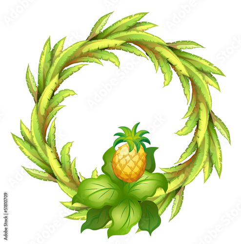 A green border with pineapple