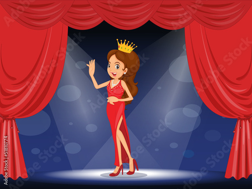 A lady with a crown at the stage