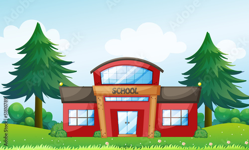 A red school building