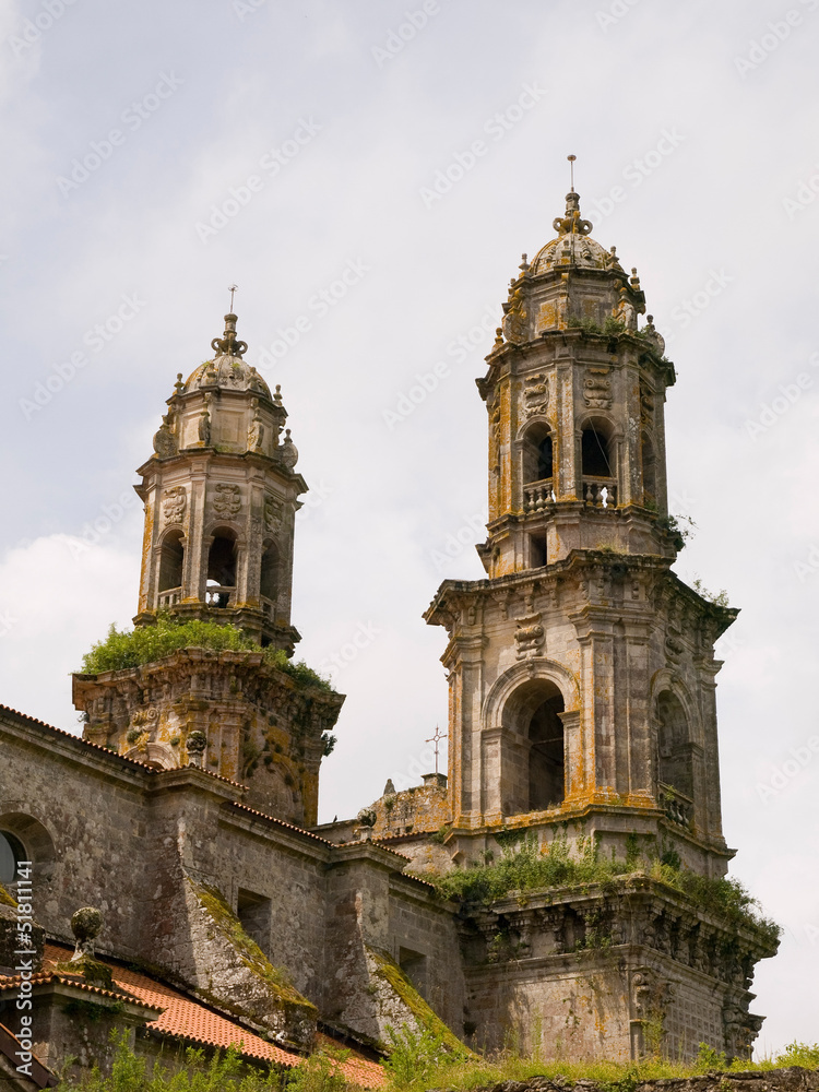 Two bell towers in Mondonedo, Galicia, Spain
