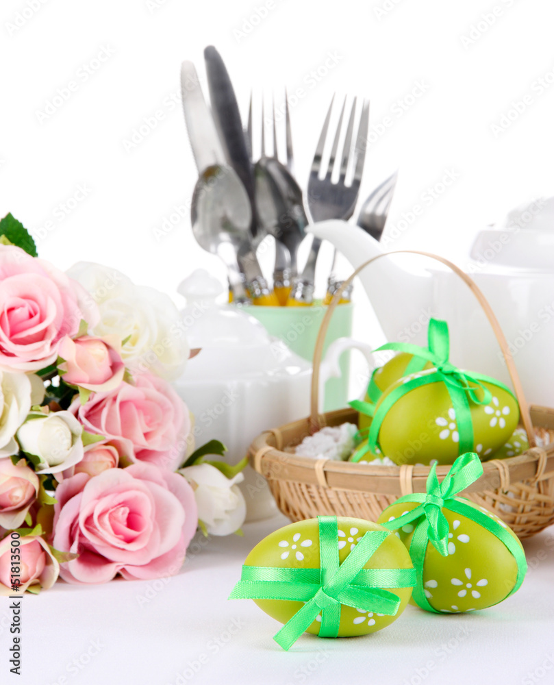 Place setting for Easter close up