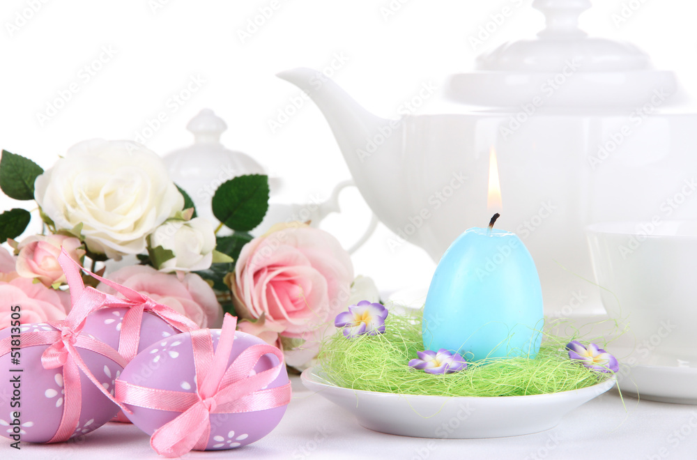 Place setting for Easter close up Place setting for Easter close up