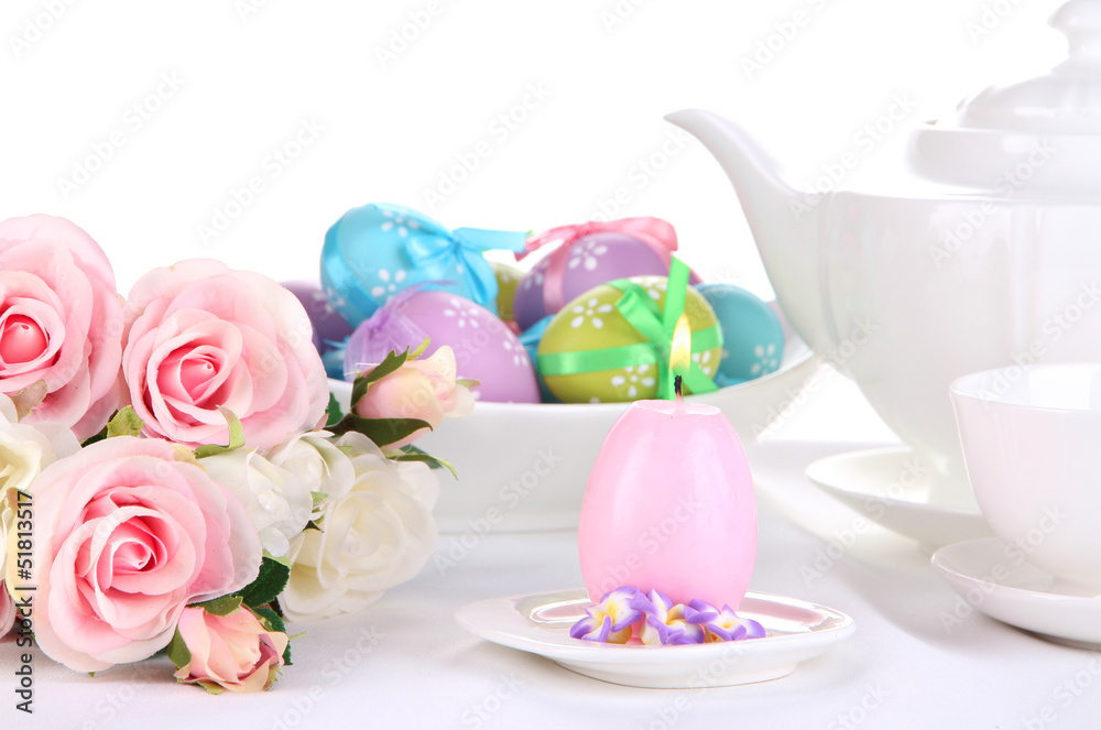 Place setting for Easter close up Place setting for Easter close up