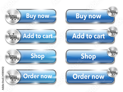 Metallic web elements/buttons for online shopping