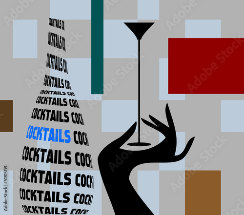 cocktail bar advertising design, free copy space, vector illustr
