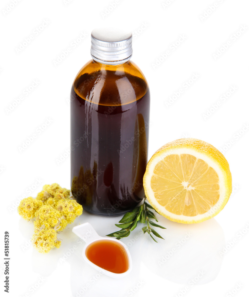 Cough syrup isolated on white Cough syrup isolated on white