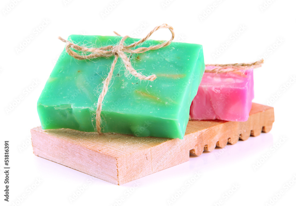 Natural handmade soap, isolated on white