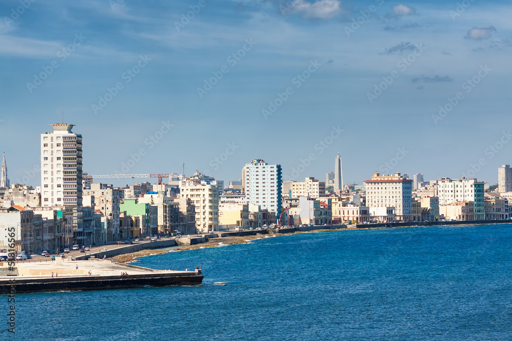 The Havana skyline facing the sea