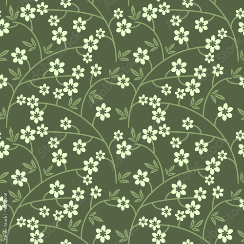 Seamless floral pattern with white flowers