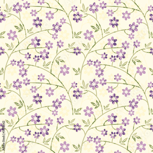 Seamless floral pattern with purple flowers