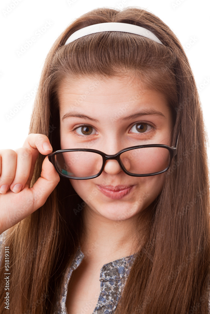 Teenager girl in glasses