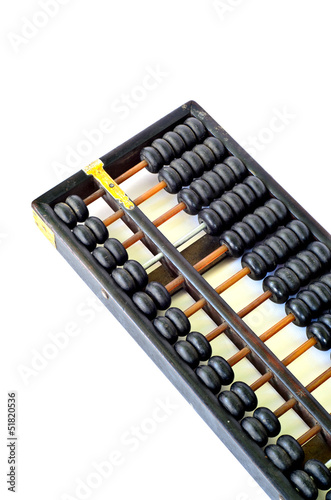 Chinese abacus with antique Chinese coins