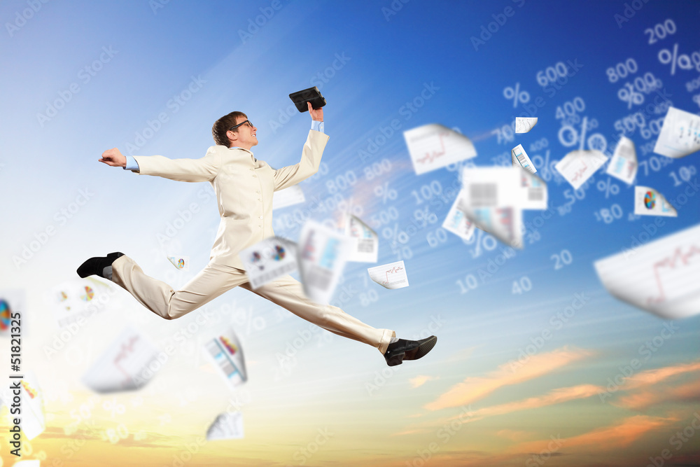 Image of jumping businessman