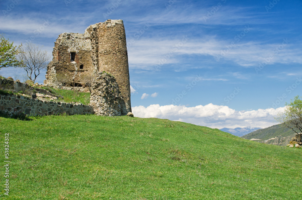 ruins, lawn, meadow, fortress, travel