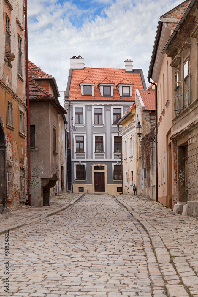 Vintage city street with paving stone