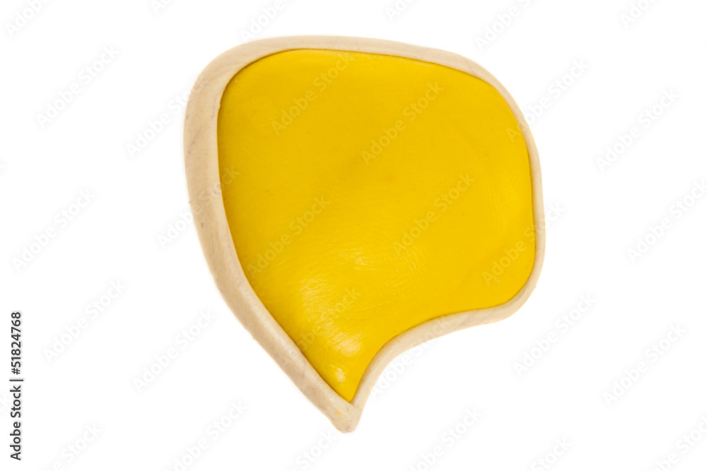 Yellow text bubble of plasticine on a white background Yellow text bubble of plasticine on a white background
