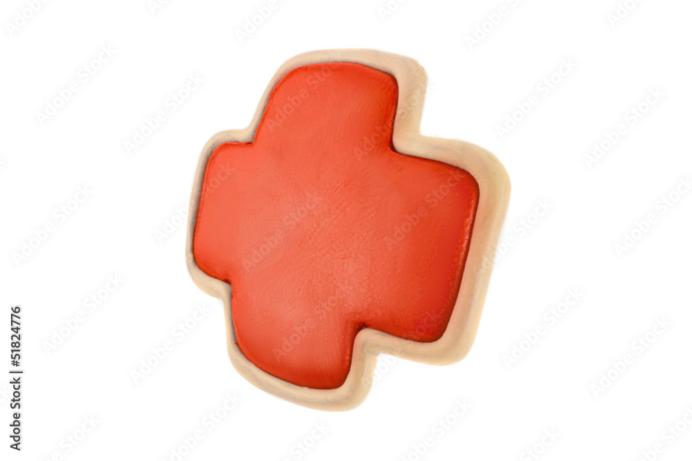 The Red Cross of plasticine on a white background