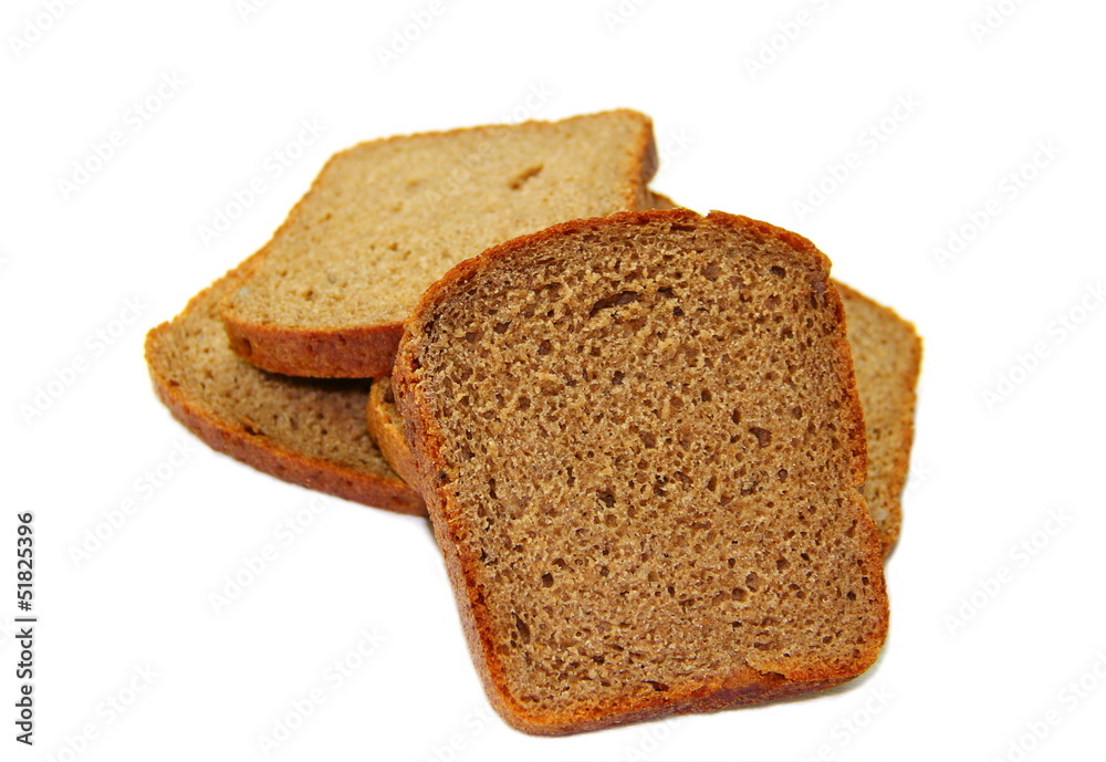 Rye-bread on the white background