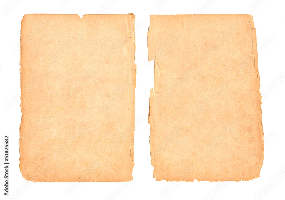 Two blank sheets of old paper