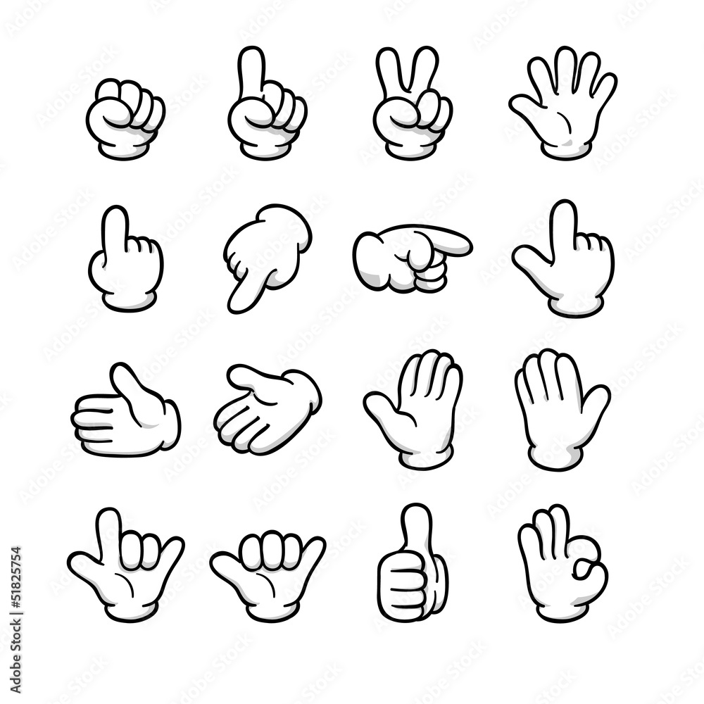 ハンドサインセット モノクロ Stock Vector Adobe Stock