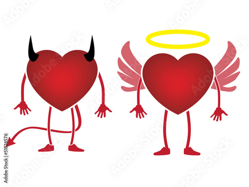 Heart devil and angel concept