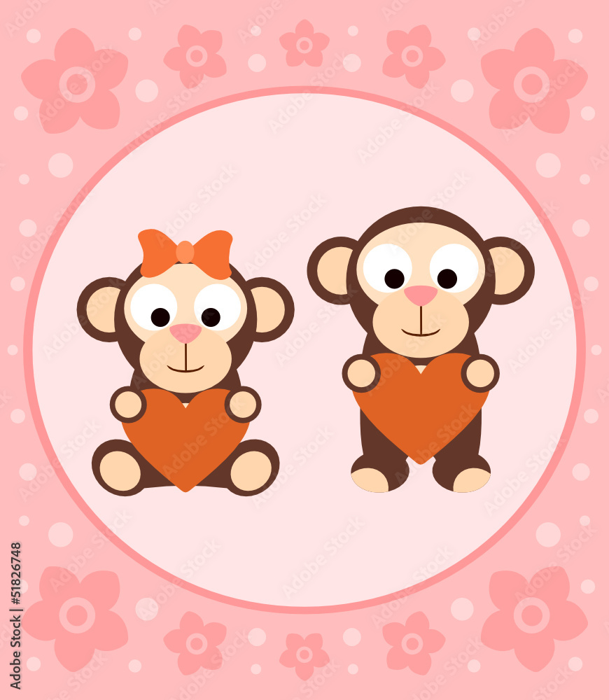 Background with funny monkeys cartoon Background with funny monkeys cartoon