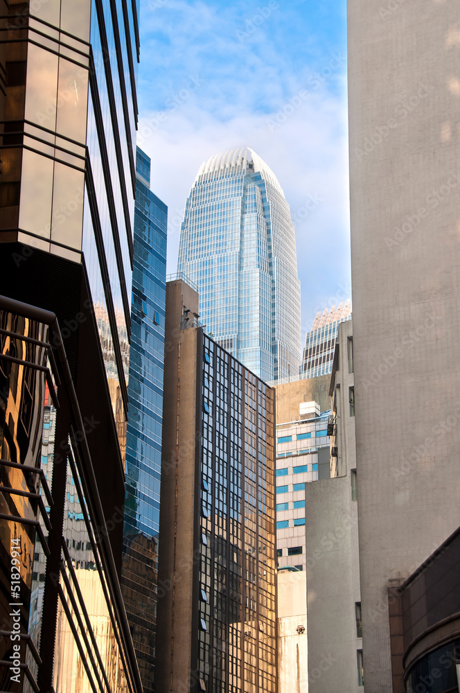 Obraz premium IFC and office buildings, Hong Kong