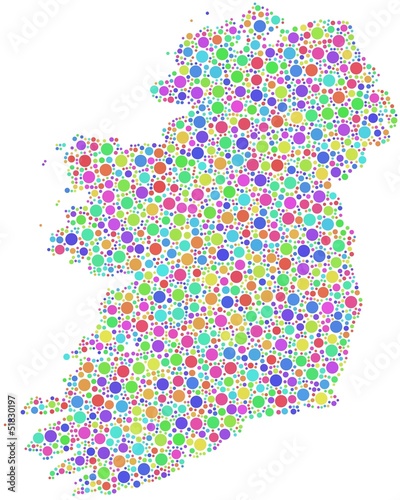Map of Ireland - Europe - in a mosaic of harlequin circles