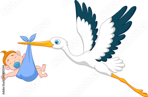 Stork with baby boy