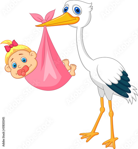 Stork with baby girl