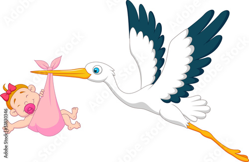 Stork with baby girl