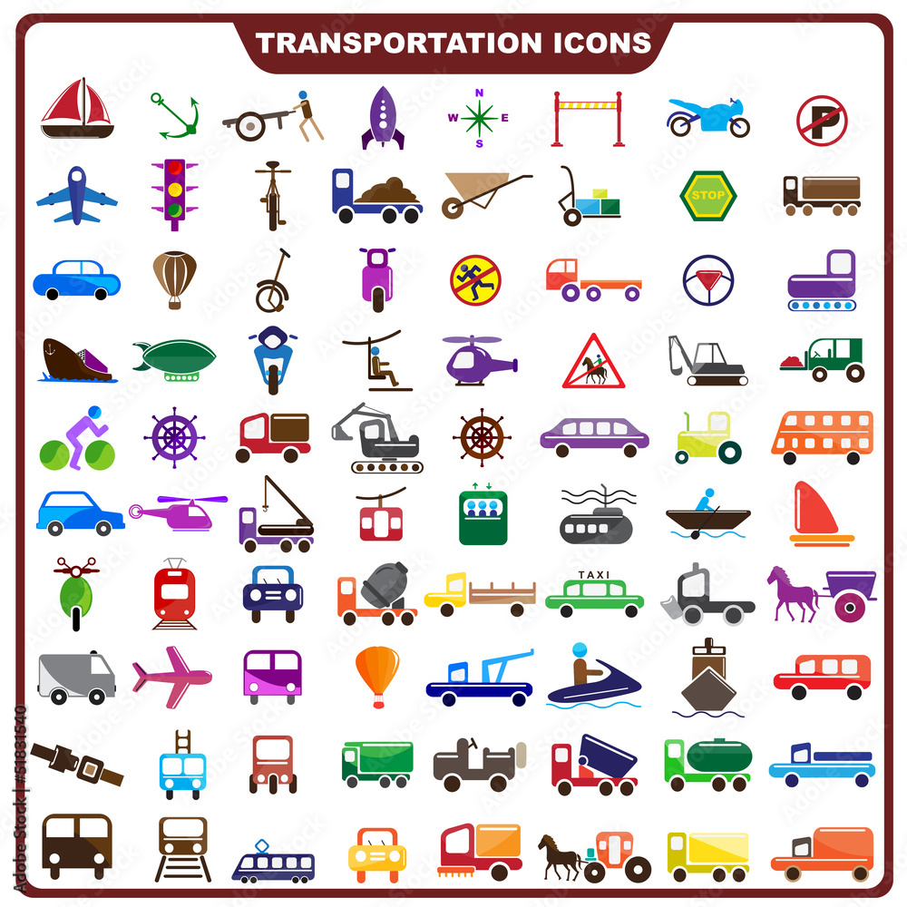 Fototapeta premium vector illustration of complete set of transportation icon